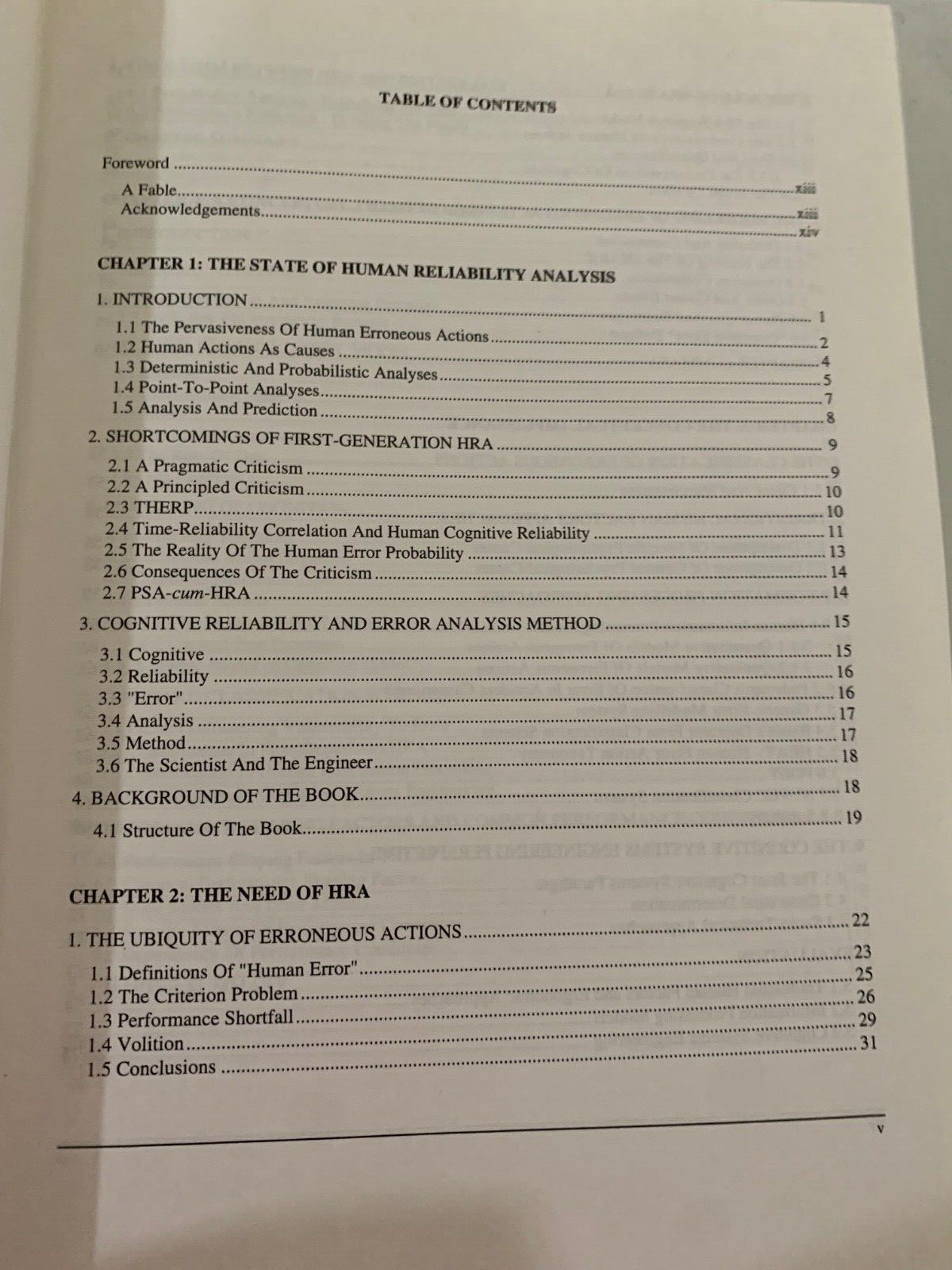 Cognitive Reliability and Error Analysis Method (CREAM) by E. Hollnagel; VG