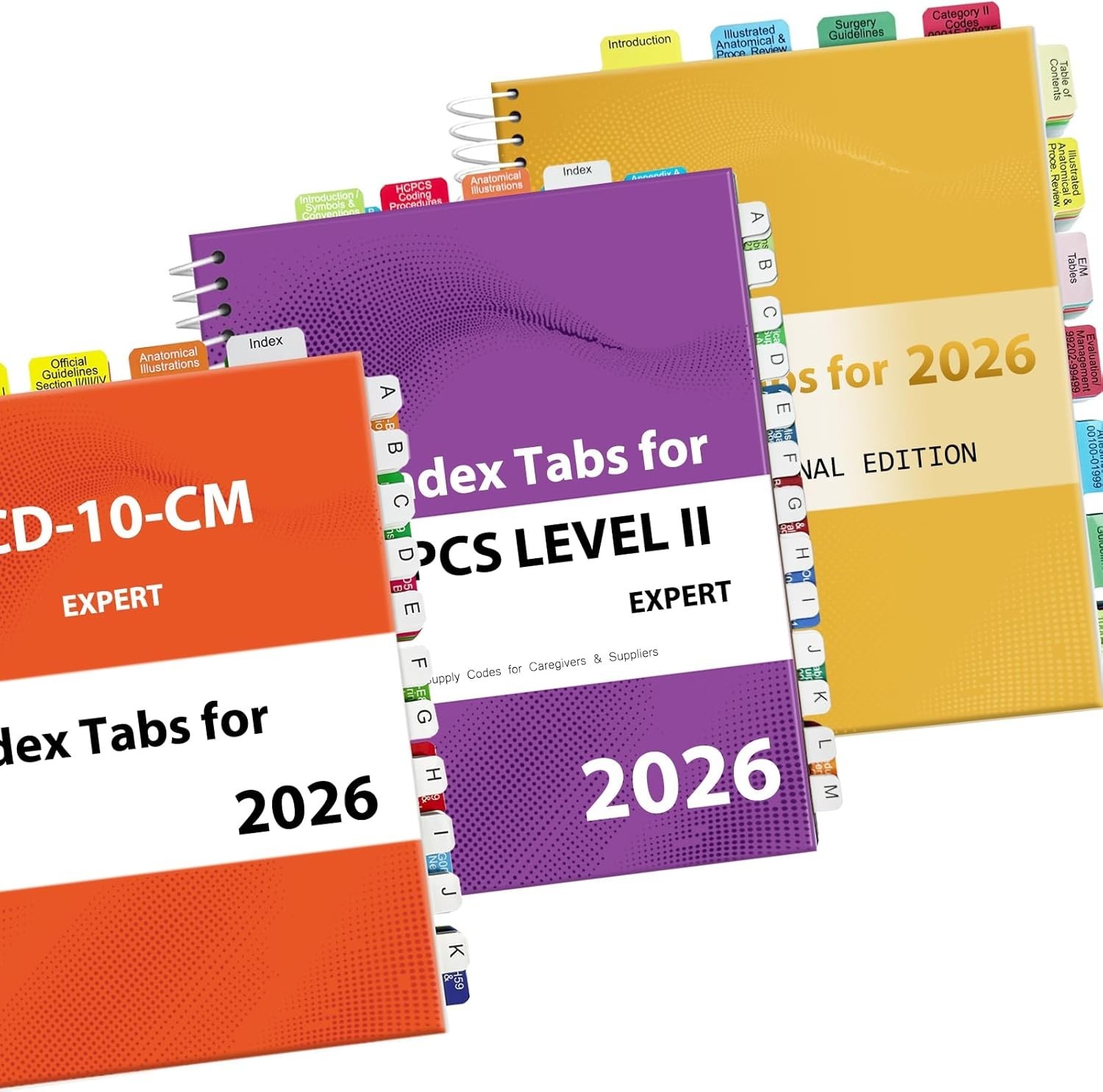 Index Tabs Set for CPT 2026, ICD-10-CM 2026 AAPC Version & HCPCS Level II 202…